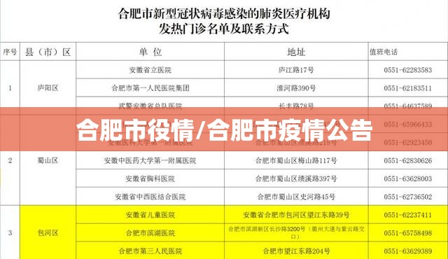 合肥市役情/合肥市疫情公告