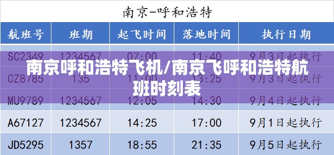 南京呼和浩特飞机/南京飞呼和浩特航班时刻表